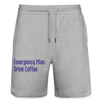 Kaffee-Notfallplan - Stanley/Stella Unisex Bio Joggingshorts Trainer  - Grau meliert - Vorne - Nik (191cm) & Marisol (170cm)