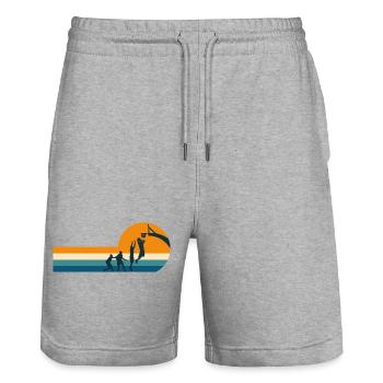Basketball Basketball Player - Stanley/Stella Trainer Unisex Organic Jogging Shorts - heather grey - Front - Nik (191cm) & Marisol (170cm)