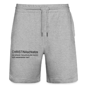 Top moderner T-Shirt Design Must have 2024 - Stanley/Stella Unisex Bio Joggingshorts Trainer  - Grau meliert - Vorne - Nik (191cm) & Marisol (170cm)