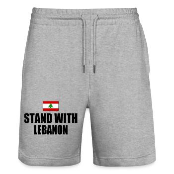 STAND WITH LEBANON - Short de jogging bio TRAINER Stanley/Stella unisexe - gris chiné - Devant - Nik (191cm) & Marisol (170cm)