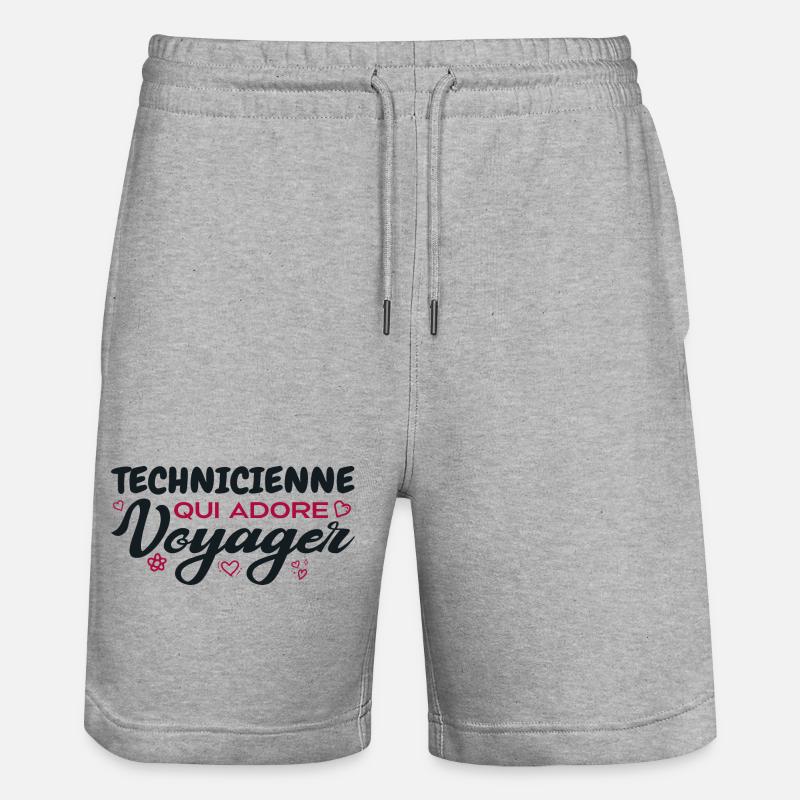 Technicienne globe-trotteuse passionnée de voyages - Short de jogging bio TRAINER Stanley/Stella unisexe - gris chiné