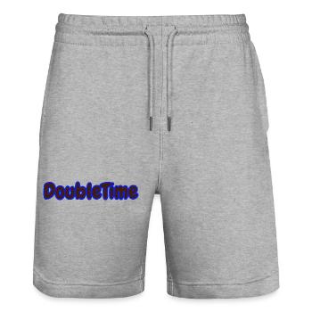 Doppelzeit Motiv mit verschlungenen Uhren - Stanley/Stella Unisex Bio Joggingshorts Trainer  - Grau meliert - Vorne - Nik (191cm) & Marisol (170cm)