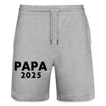 Papa 2025 - Stanley/Stella Unisex Bio Joggingshorts Trainer  - Grau meliert - Vorne - Nik (191cm) & Marisol (170cm)