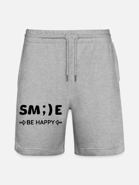 Smile - Be happy - Positive Thinking - Stanley/Stella Trainer Unisex Organic Jogging Shorts - heather grey