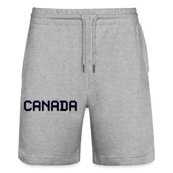 CANADA - Stanley/Stella Trainer Unisex Organic Jogging Shorts - heather grey - Front - Nik (191cm) & Marisol (170cm)