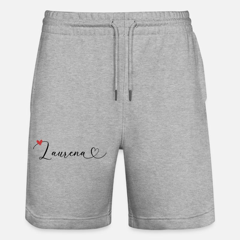 Laurena Nom Prénom Calligraphie coeur - Short de jogging bio TRAINER Stanley/Stella unisexe - gris chiné