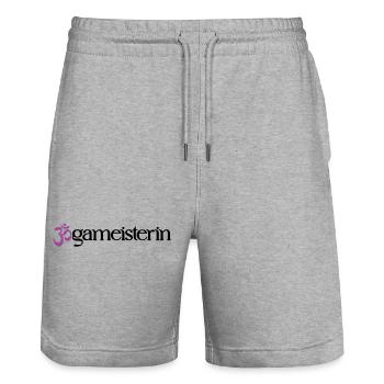 Jogameisterin - Typografisches OM (3-Farbig) - Stanley/Stella Unisex Bio Joggingshorts Trainer  - Grau meliert - Vorne - Nik (191cm) & Marisol (170cm)
