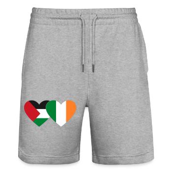 Drapeau de la Palestine et de l’Irlande - Short de jogging bio TRAINER Stanley/Stella unisexe - gris chiné - Devant - Nik (191cm) & Marisol (170cm)