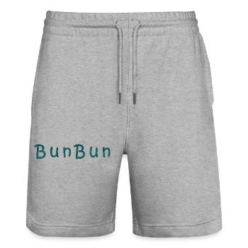 Waterproof Wave Print on Clothing - Stanley/Stella Trainer Unisex Organic Jogging Shorts - heather grey - Front - Nik (191cm) & Marisol (170cm)