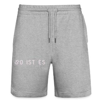 That's right - Stanley/Stella Trainer Unisex Organic Jogging Shorts - heather grey - Front - Nik (191cm) & Marisol (170cm)