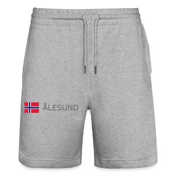 Norway Flag - Alesund - Norge - Norwegen - Stanley/Stella Trainer Unisex Organic Jogging Shorts - heather grey - Front - Nik (191cm) & Marisol (170cm)