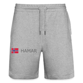 Norway Flag - Hamar - Norge - Norwegen - Stanley/Stella Trainer Unisex Organic Jogging Shorts - heather grey - Front - Nik (191cm) & Marisol (170cm)