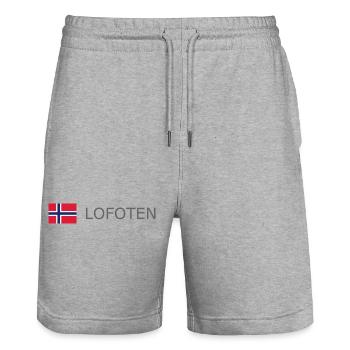 Norway Flag - Lofoten - Norge - Norwegen - Stanley/Stella Trainer Unisex Organic Jogging Shorts - heather grey - Front - Nik (191cm) & Marisol (170cm)