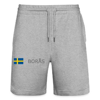 Drapeau de la Suède - Boras - Sverige - Schweden - Short de jogging bio TRAINER Stanley/Stella unisexe - gris chiné - Devant - Nik (191cm) & Marisol (170cm)