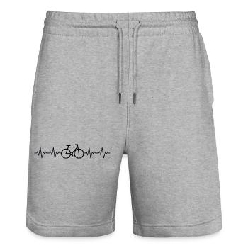 Bicycle Road Bike ECG Heartbeat Heart Rate - Stanley/Stella Trainer Unisex Organic Jogging Shorts - heather grey - Front - Nik (191cm) & Marisol (170cm)