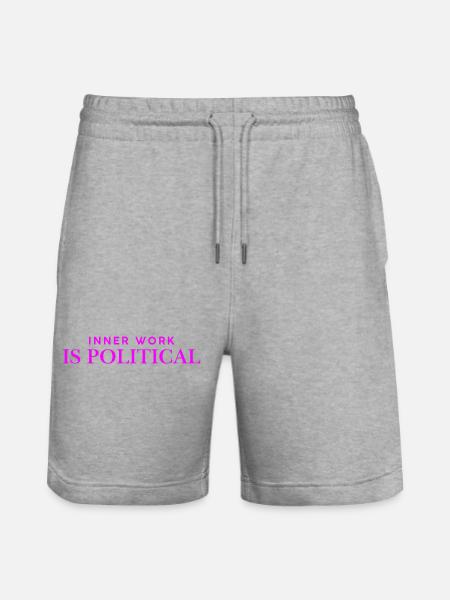 Inner work is politicsl - neon - Stanley/Stella Trainer Unisex Organic Jogging Shorts - heather grey