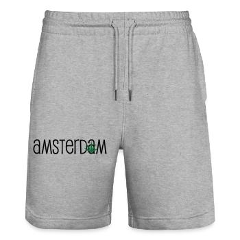 Amsterdam - Cannabis - Weed - Stanley/Stella Unisex Bio Joggingshorts Trainer  - Grau meliert - Vorne - Nik (191cm) & Marisol (170cm)