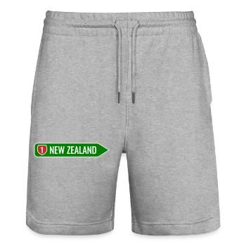 New Zealand Straßenschild Pfeil – Highway 1 Symbol - Stanley/Stella Unisex Bio Joggingshorts Trainer  - Grau meliert - Vorne - Nik (191cm) & Marisol (170cm)