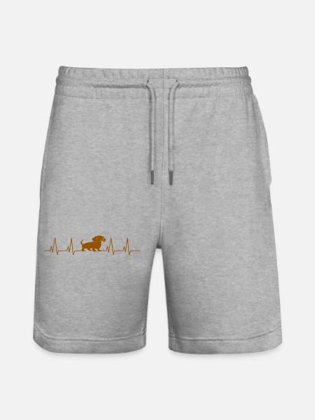 Dackel Herzschlag Hund - Stanley/Stella Unisex Bio Joggingshorts Trainer  - Grau meliert
