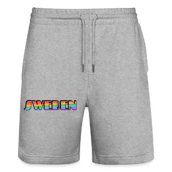 Gay Sweden Rainbow Typografie - Stanley/Stella Unisex Bio Joggingshorts Trainer  - Grau meliert - Vorne - Nik (191cm) & Marisol (170cm)