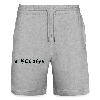 VibeCoder Glitch Neon - Stanley/Stella Trainer Unisex Organic Jogging Shorts - heather grey - Front - Nik (191cm) & Marisol (170cm)