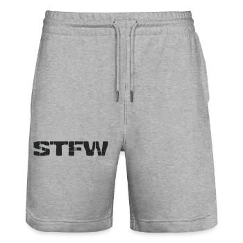 STFW - Search the fucking web - Stanley/Stella Unisex Bio Joggingshorts Trainer  - Grau meliert - Vorne - Nik (191cm) & Marisol (170cm)