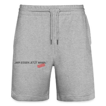 Satzzeichen Retten Leben Spruch - Stanley/Stella Unisex Bio Joggingshorts Trainer  - Grau meliert - Vorne - Nik (191cm) & Marisol (170cm)