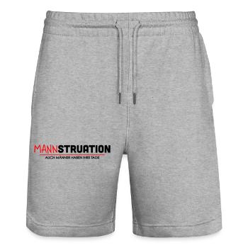 Mannstruation Maenner Tage Spruch - Stanley/Stella Unisex Bio Joggingshorts Trainer  - Grau meliert - Vorne - Nik (191cm) & Marisol (170cm)