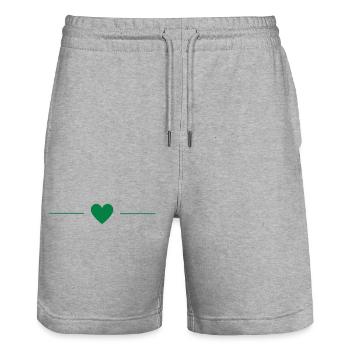 Cœur Vert | Minimal Love Design - Short de jogging bio TRAINER Stanley/Stella unisexe - gris chiné - Devant - Nik (191cm) & Marisol (170cm)