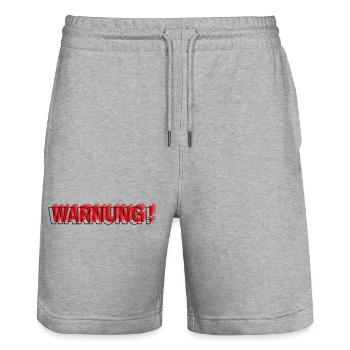 Warning - Modernes Statement Design - Stanley/Stella Unisex Bio Joggingshorts Trainer  - Grau meliert - Vorne - Nik (191cm) & Marisol (170cm)