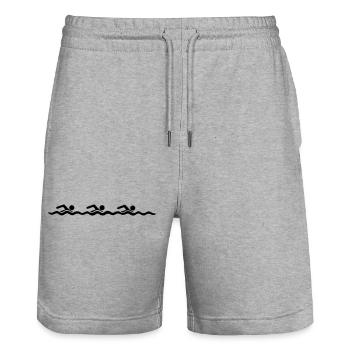 3 team friends track swimming water sea holiday f - Stanley/Stella Trainer Unisex Organic Jogging Shorts - heather grey - Front - Nik (191cm) & Marisol (170cm)