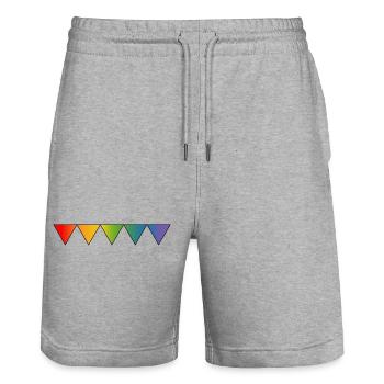 Regenbogen queer triangles - Stanley/Stella Unisex Bio Joggingshorts Trainer  - Grau meliert - Vorne - Nik (191cm) & Marisol (170cm)