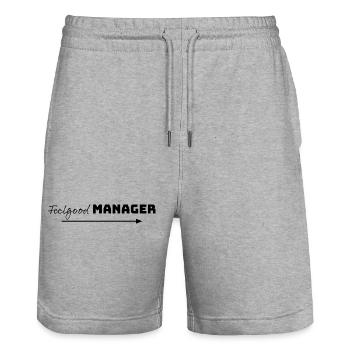 Design Feelgood Manager flèche noire - Short de jogging bio TRAINER Stanley/Stella unisexe - gris chiné - Devant - Nik (191cm) & Marisol (170cm)