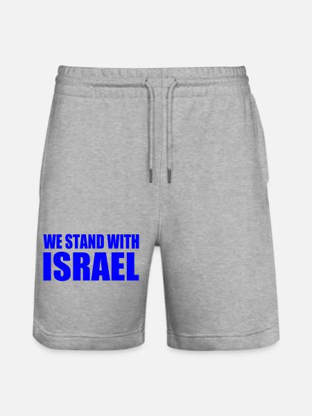 We stand with israel - Stanley/Stella Trainer Unisex Organic Jogging Shorts - heather grey