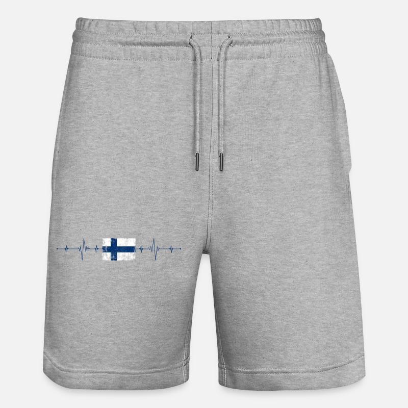 Drapeau de la Finlande Heartbeat - Short de jogging bio TRAINER Stanley/Stella unisexe - gris chiné