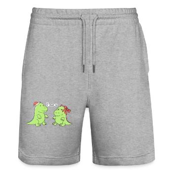 petits dinosaures - je rawr et - Short de jogging bio TRAINER Stanley/Stella unisexe - gris chiné - Devant - Nik (191cm) & Marisol (170cm)