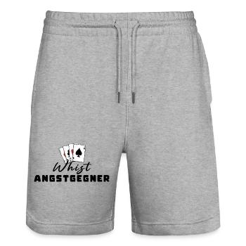 Whist Fear Opponent - Stanley/Stella Trainer Unisex Organic Jogging Shorts - heather grey - Front - Nik (191cm) & Marisol (170cm)