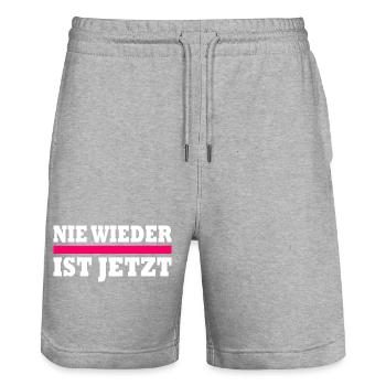Nie wieder ist jetzt - Stanley/Stella Unisex Bio Joggingshorts Trainer  - Grau meliert - Vorne - Nik (191cm) & Marisol (170cm)