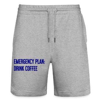 Kaffee-Notfallplan - Stanley/Stella Unisex Bio Joggingshorts Trainer  - Grau meliert - Vorne - Nik (191cm) & Marisol (170cm)
