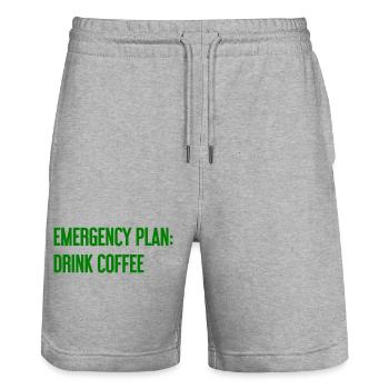 Kaffee-Notfallplan - Stanley/Stella Unisex Bio Joggingshorts Trainer  - Grau meliert - Vorne - Nik (191cm) & Marisol (170cm)