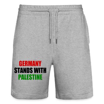 germany stands with palestine - Stanley/Stella Unisex Bio Joggingshorts Trainer  - Grau meliert - Vorne - Nik (191cm) & Marisol (170cm)