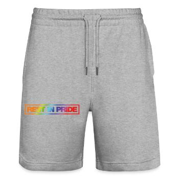 REST IN PRIDE (R.I.P.) Rainbow - Stanley/Stella Unisex Bio Joggingshorts Trainer  - Grau meliert - Vorne - Nik (191cm) & Marisol (170cm)