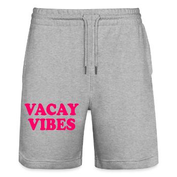 Vacay vibes - Short de jogging bio TRAINER Stanley/Stella unisexe - gris chiné - Devant - Nik (191cm) & Marisol (170cm)