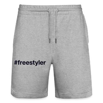 FREESTYLER Hashtag - Stanley/Stella Unisex Bio Joggingshorts Trainer  - Grau meliert - Vorne - Nik (191cm) & Marisol (170cm)