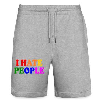 I hate people - Stanley/Stella Unisex Bio Joggingshorts Trainer  - Grau meliert - Vorne - Nik (191cm) & Marisol (170cm)