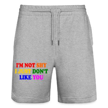i'm not shy i just don't like you - Stanley/Stella Trainer Unisex Organic Jogging Shorts - heather grey - Front - Nik (191cm) & Marisol (170cm)