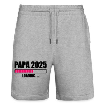 Papa 2025 - Short de jogging bio TRAINER Stanley/Stella unisexe - gris chiné - Devant - Nik (191cm) & Marisol (170cm)