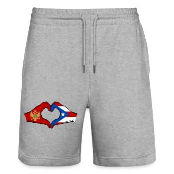 Montenegro Costa Rica Flagge Hände Herzform - Stanley/Stella Unisex Bio Joggingshorts Trainer  - Grau meliert - Vorne - Nik (191cm) & Marisol (170cm)