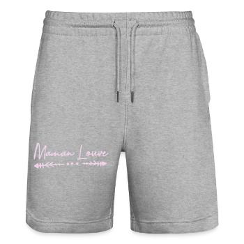 maman louve mère fille famille amour loup - Short de jogging bio TRAINER Stanley/Stella unisexe - gris chiné - Devant - Nik (191cm) & Marisol (170cm)