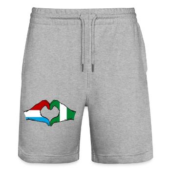 Luxembourg Nigeria Drapeau Mains Coeur Forme - Short de jogging bio TRAINER Stanley/Stella unisexe - gris chiné - Devant - Nik (191cm) & Marisol (170cm)
